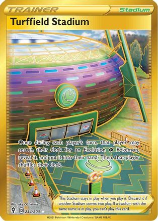 Image of Turffield Stadium (Secret) 234/203  - Holofoil SWSH07 Evolving Skies - Secret Rare