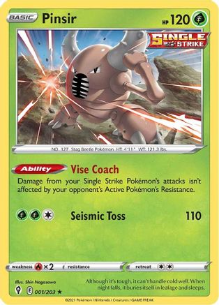 Image of Pinsir 001/203  SWSH07 Evolving Skies - Rare