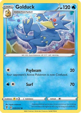 Image of Golduck 025/203  - Reverse Holofoil SWSH07 Evolving Skies - Uncommon