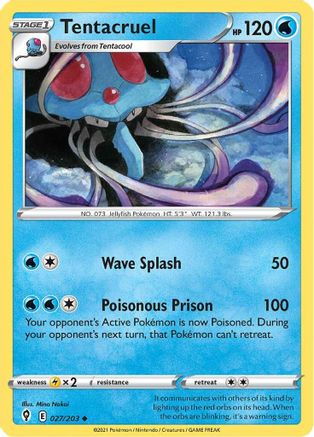 Image of Tentacruel 027/203  - Reverse Holofoil SWSH07 Evolving Skies - Uncommon