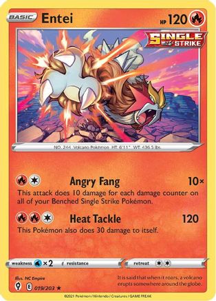 Image of Entei 019/203  - Reverse Holofoil SWSH07 Evolving Skies - Holo Rare