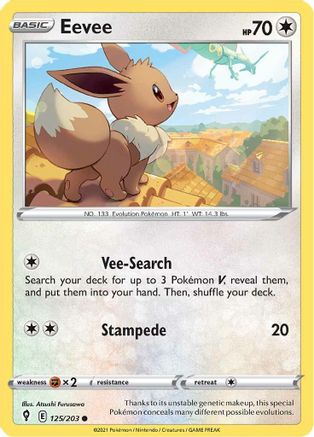 Image of Eevee 125/203  - Reverse Holofoil SWSH07 Evolving Skies - Common