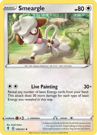 Image of Smeargle 128/203  - Reverse Holofoil SWSH07 Evolving Skies - Rare