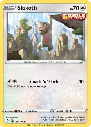 Image of Slakoth 129/203  - Reverse Holofoil SWSH07 Evolving Skies - Common