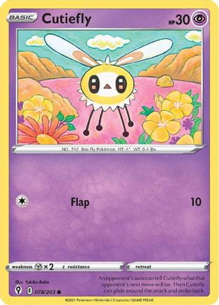 Image of Cutiefly 078/203  SWSH07 Evolving Skies - Common