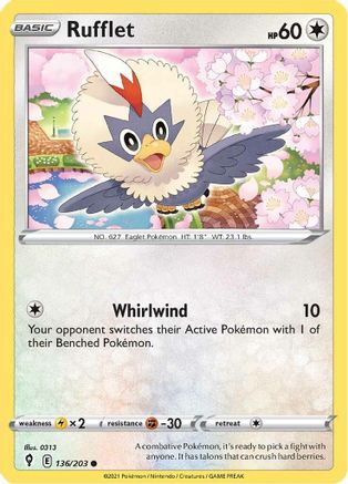 Image of Rufflet 136/203  SWSH07 Evolving Skies - Common