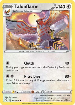Image of Talonflame 140/203  - Reverse Holofoil SWSH07 Evolving Skies - Rare