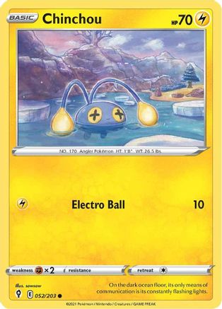 Image of Chinchou 052/203  SWSH07 Evolving Skies - Common