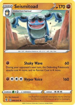 Image of Seismitoad 090/203  - Reverse Holofoil SWSH07 Evolving Skies - Rare