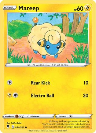 Image of Mareep 054/203  - Reverse Holofoil SWSH07 Evolving Skies - Common