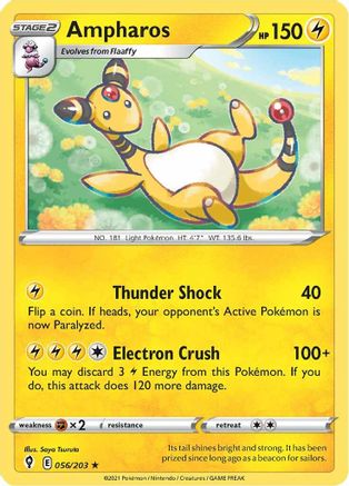 Image of Ampharos 056/203  - Reverse Holofoil SWSH07 Evolving Skies - Rare