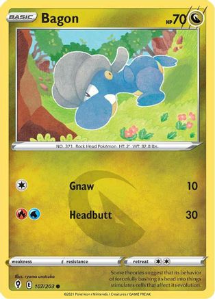 Image of Bagon 107/203  - Reverse Holofoil SWSH07 Evolving Skies - Common