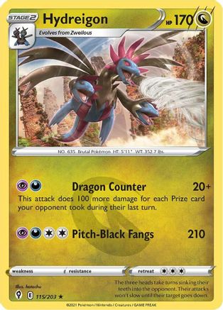 Image of Hydreigon 115/203  - Holofoil SWSH07 Evolving Skies - Holo Rare