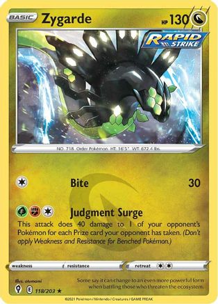 Image of Zygarde 118/203  - Reverse Holofoil SWSH07 Evolving Skies - Holo Rare