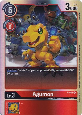 Image of Agumon - P-001 (Rainbow Foil) (P-001) - Digimon Promotion Cards Foil