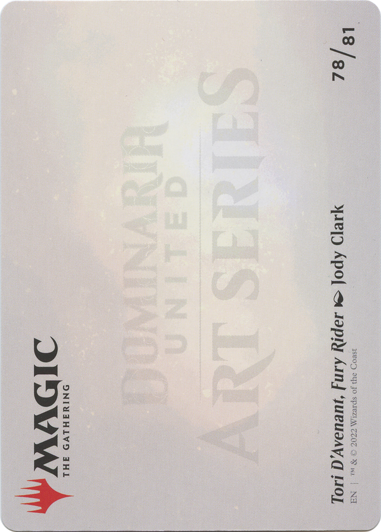 Image of Tori D'Avenant, Fury Rider // Tori D'Avenant, Fury Rider (ADMU-078) - Dominaria United Art Series (Borderless) Foil