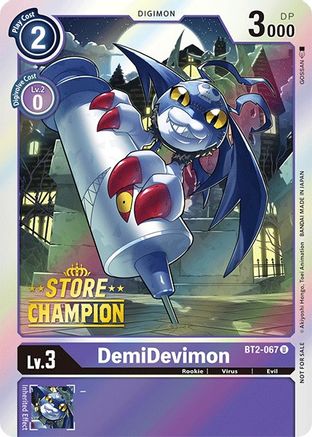 Image of DemiDevimon - BT2-067 (Store Champion) (BT2-067) - Release Special Booster 1.0 Foil