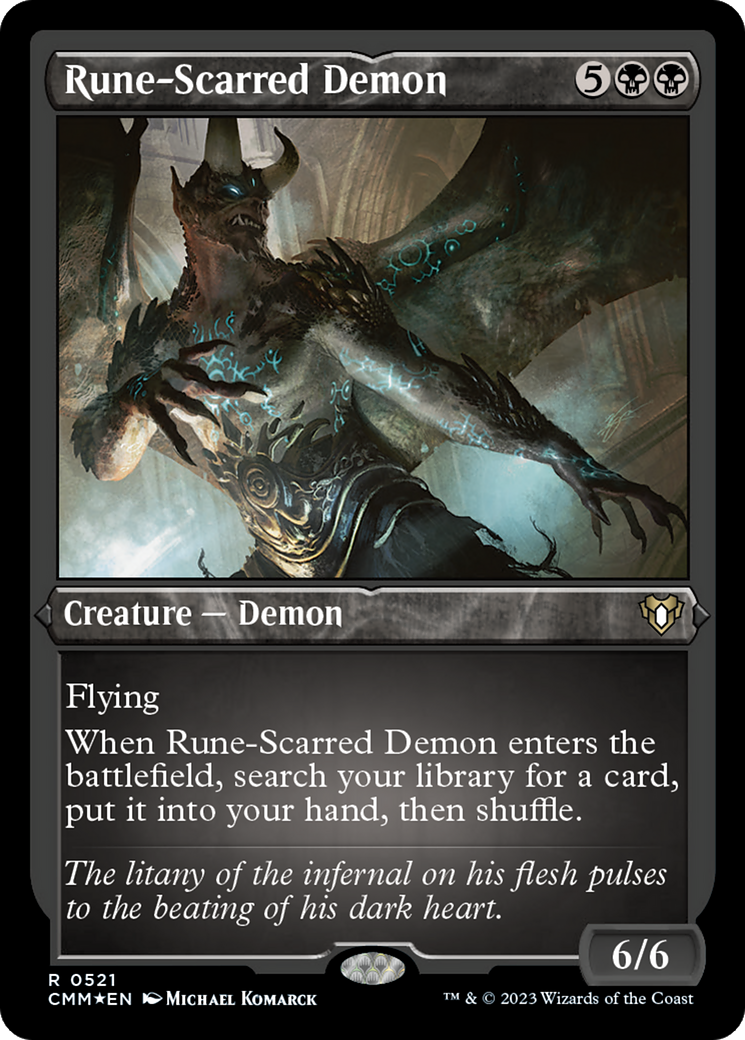 Image of Rune-Scarred Demon (CMM-521) - Commander Masters Etched Foil