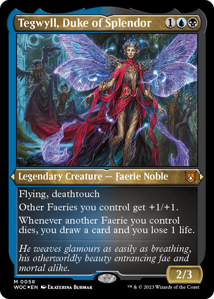 Image of Tegwyll, Duke of Splendor (Display Commander) - Thick Stock (WOC-058) - Wilds of Eldraine Commander Foil