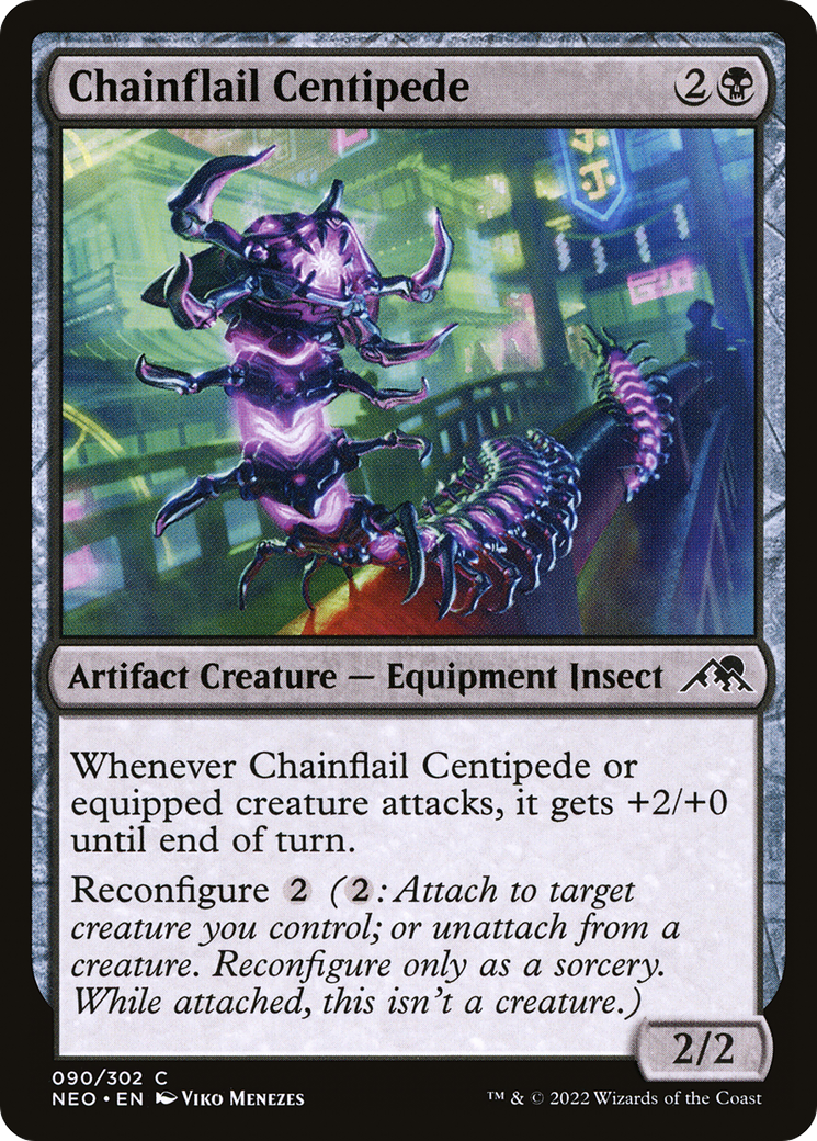 Image of Chainflail Centipede (NEO-090) - Kamigawa: Neon Dynasty Foil