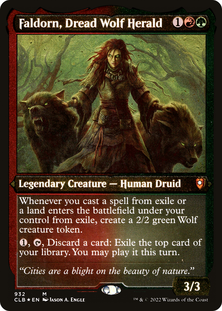 Image of Faldorn, Dread Wolf Herald (CLB-932) - Commander Legends: Battle for Baldur's Gate Etched Foil