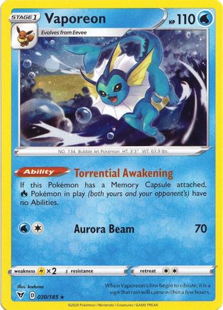 Image of Vaporeon 030/185  - Holofoil Miscellaneous Cards & Products - Promo
