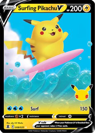 Image of Surfing Pikachu V 008/025  - Holofoil Celebrations - Ultra Rare
