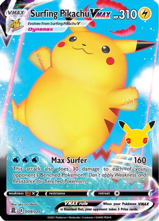 Image of Surfing Pikachu VMAX 009/025  - Holofoil Celebrations - Ultra Rare
