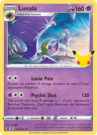 Image of Lunala 015/025  - Holofoil Celebrations - Holo Rare