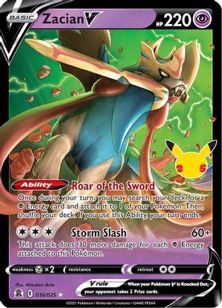 Image of Zacian V 016/025  - Holofoil Celebrations - Ultra Rare