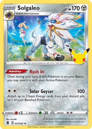 Image of Solgaleo 021/025  - Holofoil Celebrations - Holo Rare