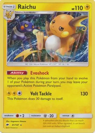 Image of Raichu 041/147  - Holofoil Blister Exclusives - Promo