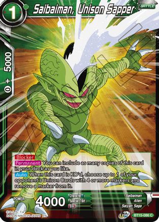 Image of Saibaiman, Unison Sapper (BT15-086) - Saiyan Showdown Foil