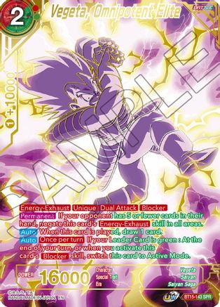 Image of Vegeta, Omnipotent Elite (SPR) (BT15-143) - Saiyan Showdown Foil
