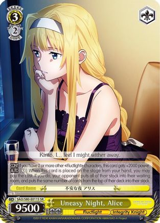 Image of Uneasy Night, Alice (SR) (SAO/S80-E011S SR) - Sword Art Online -Alicization- Vol.2
