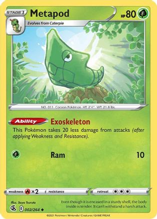 Image of Metapod 002/264  SWSH08 Fusion Strike - Uncommon