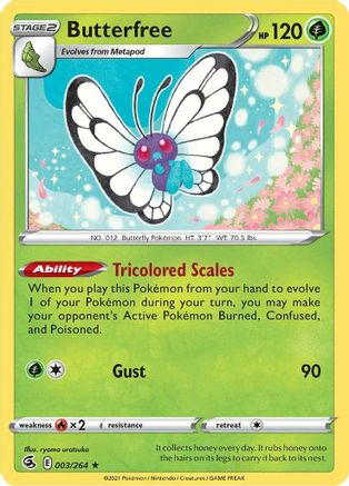 Image of Butterfree 003/264  - Reverse Holofoil SWSH08 Fusion Strike - Holo Rare