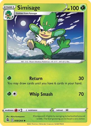 Image of Simisage 008/264  SWSH08 Fusion Strike - Uncommon