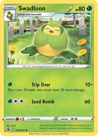 Image of Swadloon 010/264  - Reverse Holofoil SWSH08 Fusion Strike - Uncommon