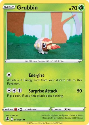 Image of Grubbin 018/264  - Reverse Holofoil SWSH08 Fusion Strike - Common