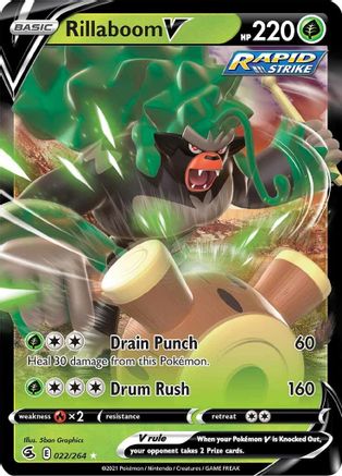 Image of Rillaboom V 022/264  - Holofoil SWSH08 Fusion Strike - Ultra Rare