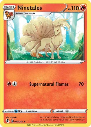 Image of Ninetales (30) 030/264  - Reverse Holofoil SWSH08 Fusion Strike - Uncommon