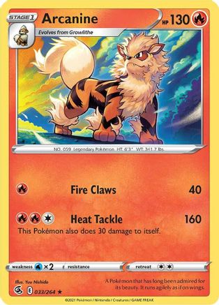 Image of Arcanine 033/264  SWSH08 Fusion Strike - Rare