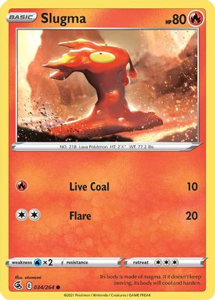 Image of Slugma 034/264  - Reverse Holofoil SWSH08 Fusion Strike - Common