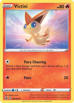 Image of Victini 036/264  - Reverse Holofoil SWSH08 Fusion Strike - Uncommon