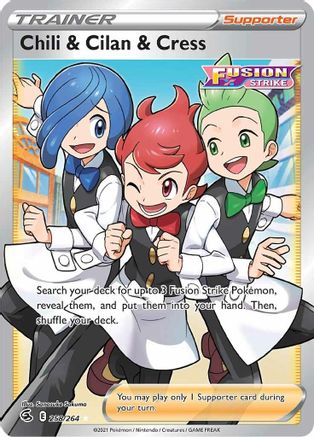 Image of Chili & Cilan & Cress (Full Art) 258/264  - Holofoil SWSH08 Fusion Strike - Ultra Rare