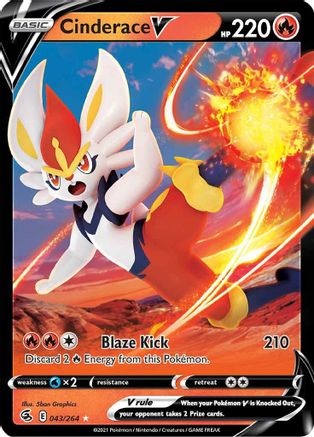 Image of Cinderace V (43) 043/264  - Holofoil SWSH08 Fusion Strike - Ultra Rare