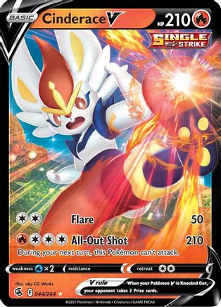 Image of Cinderace V (44) 044/264  - Holofoil SWSH08 Fusion Strike - Ultra Rare