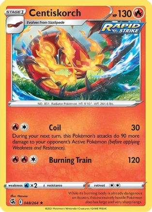 Image of Centiskorch (48) 048/264  - Reverse Holofoil SWSH08 Fusion Strike - Rare