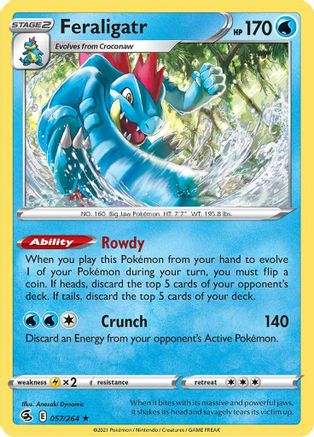 Image of Feraligatr 057/264  - Holofoil SWSH08 Fusion Strike - Holo Rare